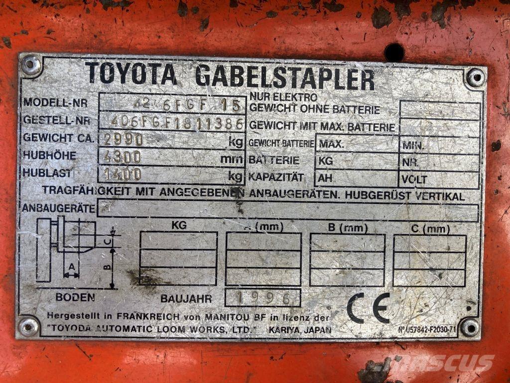 Toyota 42 6FGF 15 LPG trucks