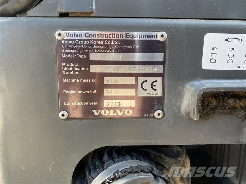 Volvo ECR58 Mini Excavators <7t (Mini Diggers)
