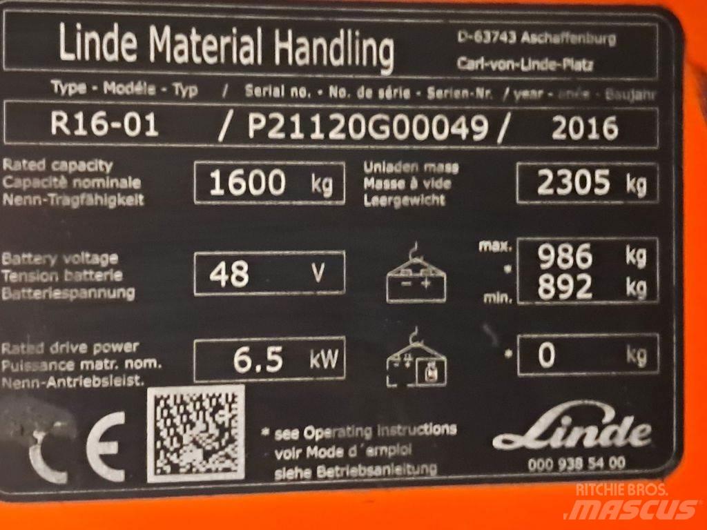 Linde R16-01 Reach trucks