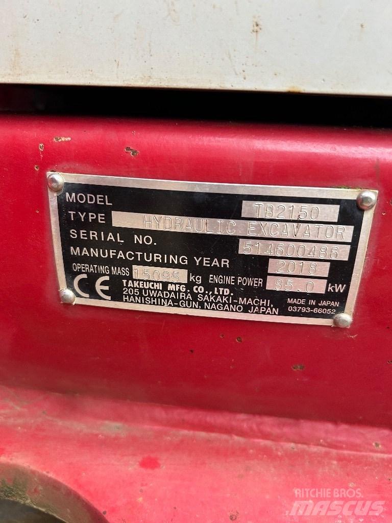 Takeuchi TB 2150 Crawler Excavators