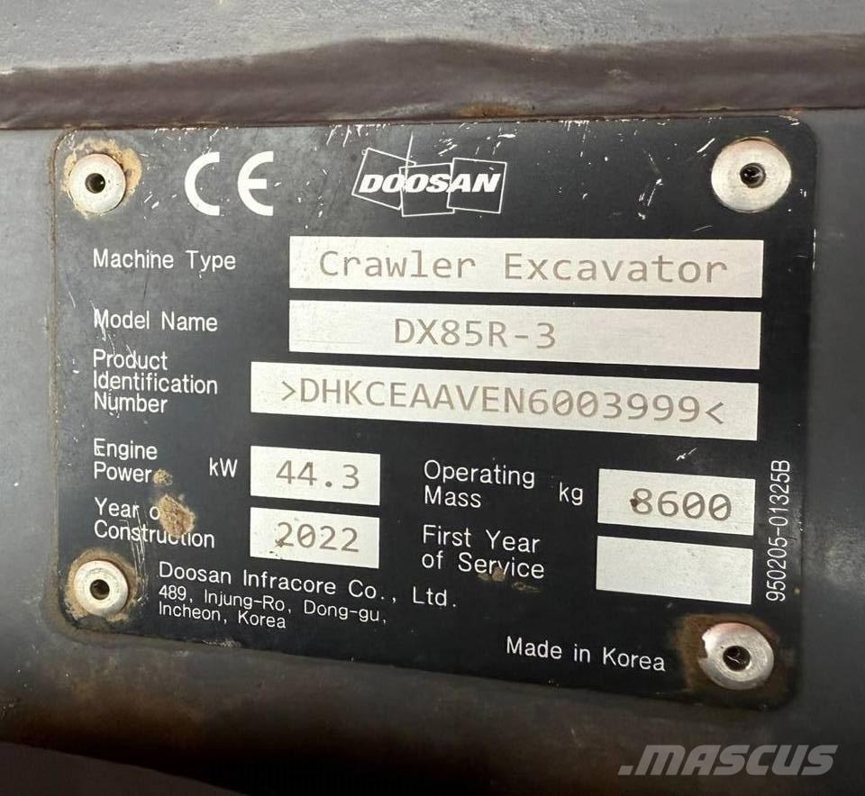 Doosan DX 85 R-3 Mini excavators  7t - 12t