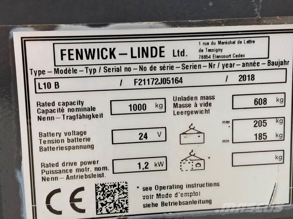 Linde L10B Pedestrian stacker