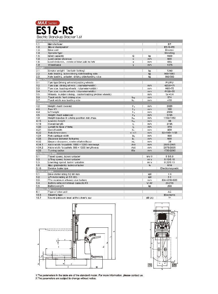 EP ES16-RS Self Propelled Stackers