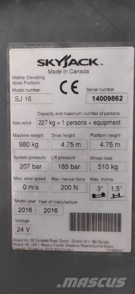 SkyJack SJ 16 Vertical mast lifts