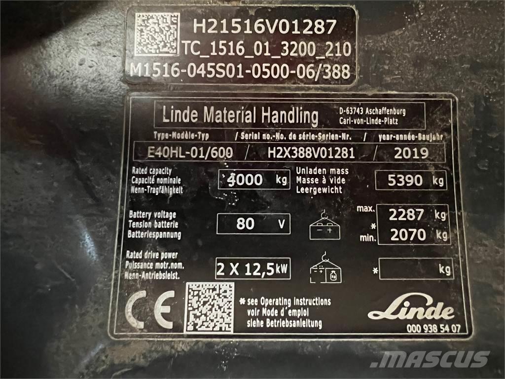Linde E 40/600 HL Electric Forklifts