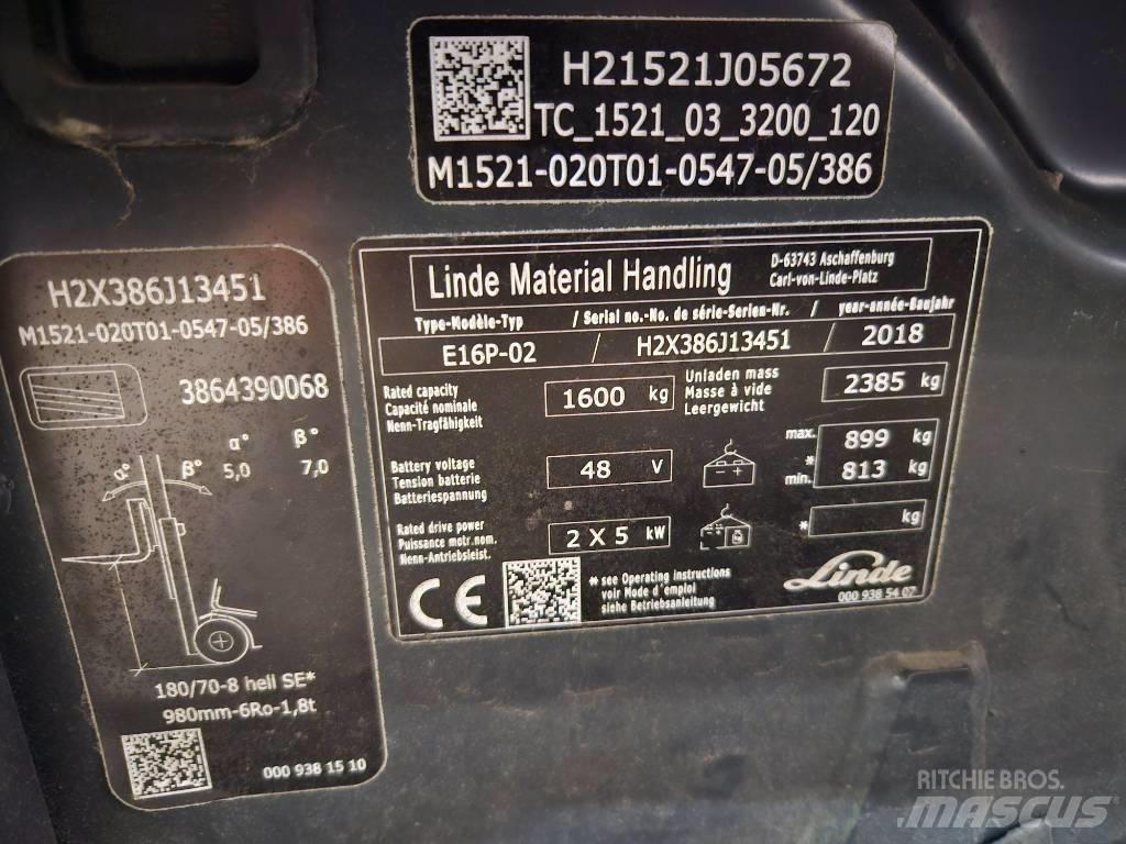 Linde E16P Electric Forklifts