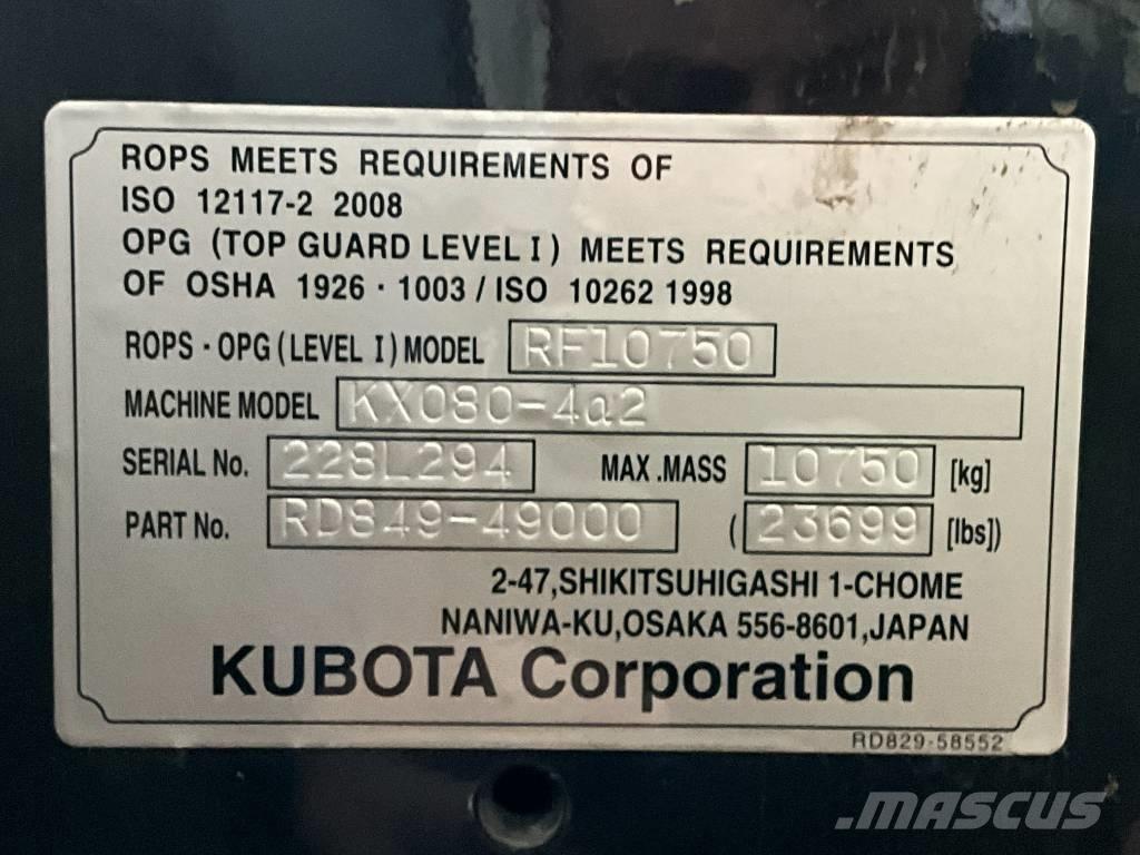 Kubota KX 080-4 A 2 Forestry Cabin