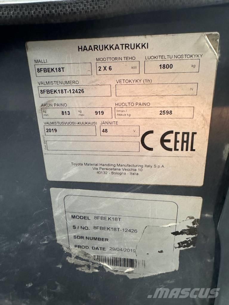 Toyota 8 FBEK 18 T Electric Forklifts