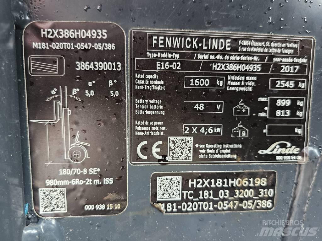 Linde E16 -02 Electric Forklifts