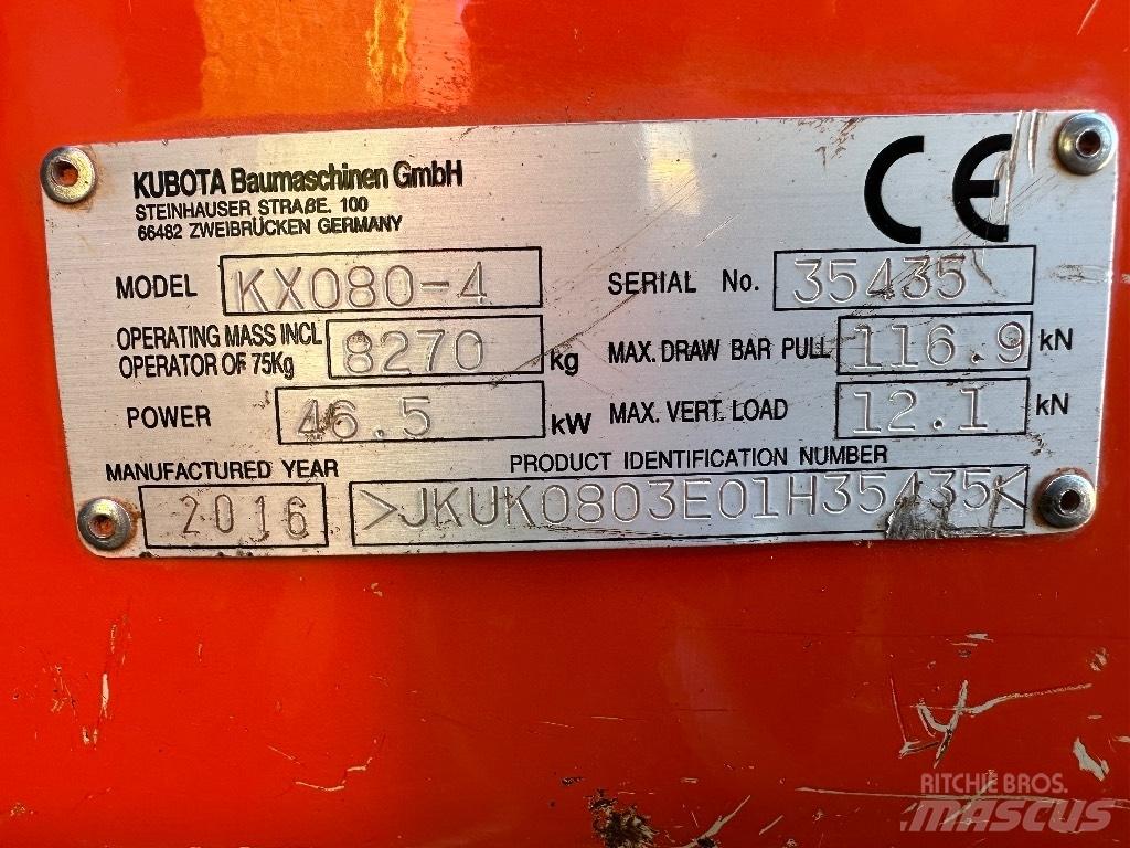 Kubota KX 080-4 Mini Excavators <7t (Mini Diggers)