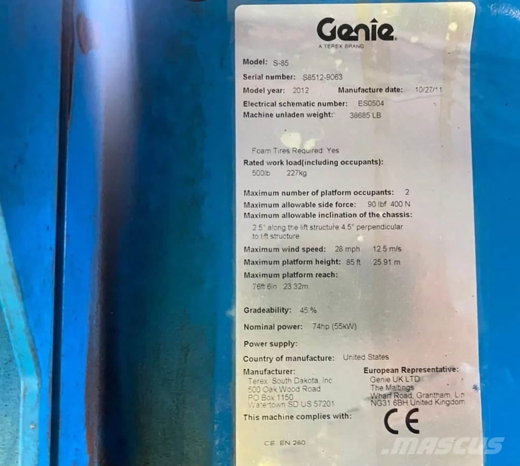 Genie S-85 Telescopic boom lifts