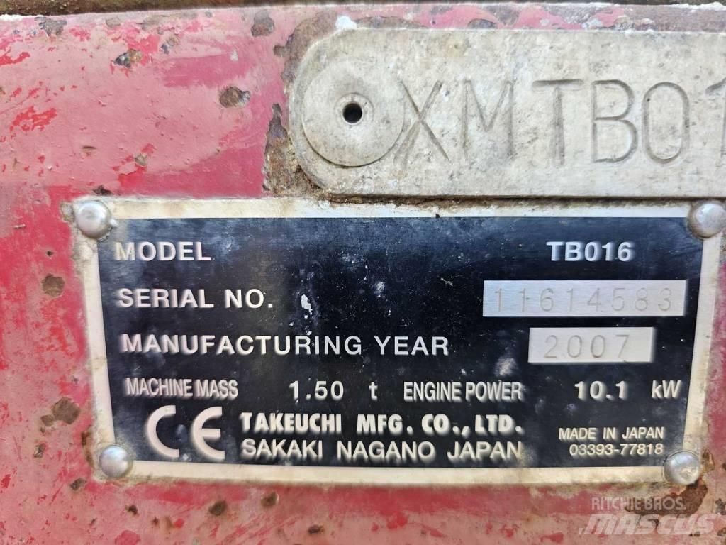 Takeuchi TB 016 Mini Excavators <7t (Mini Diggers)