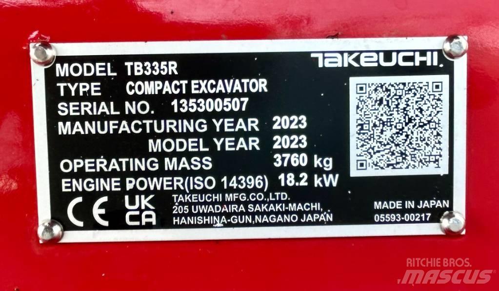 Takeuchi TB 335R V3 Mini Excavators <7t (Mini Diggers)