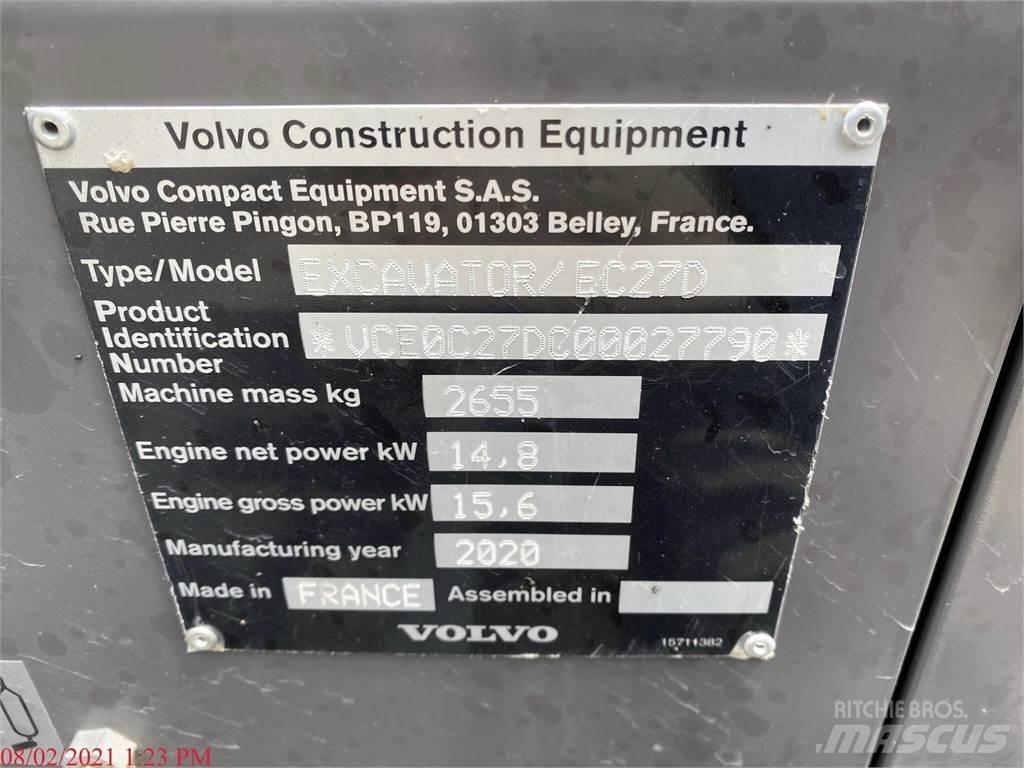 Volvo EC27D Mini Excavators <7t (Mini Diggers)
