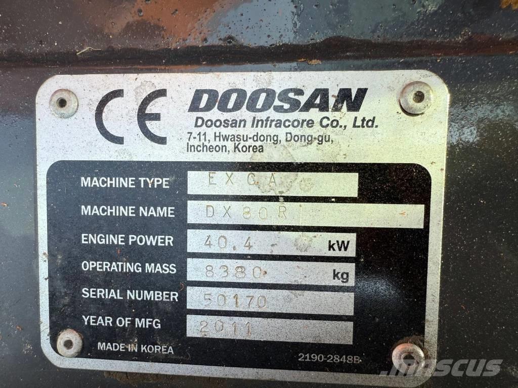 Doosan DX 80 R Mini excavators  7t - 12t