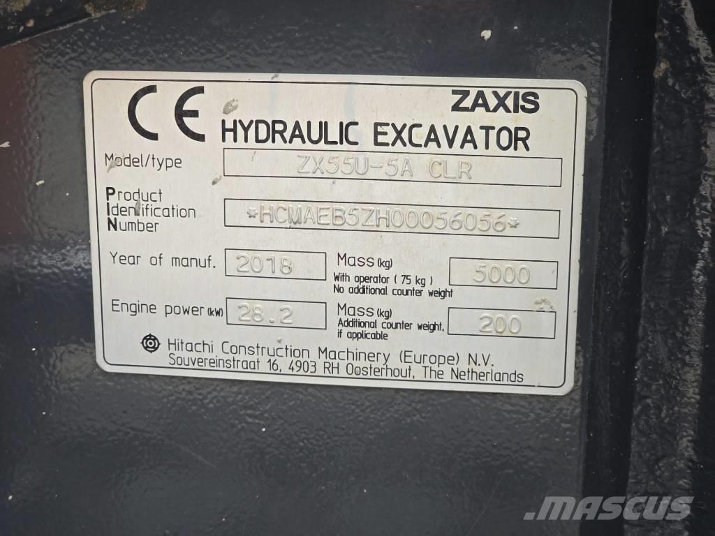 Hitachi ZX55U-5A CLR Mini Excavators <7t (Mini Diggers)