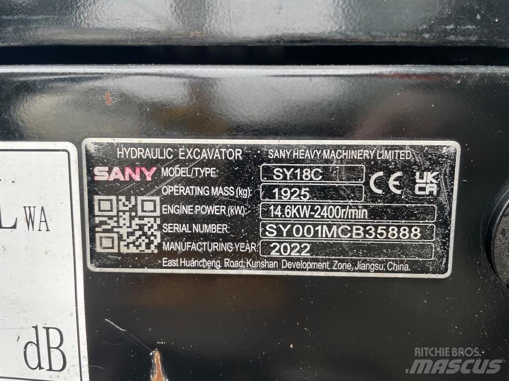 Sany SY 18 C Mini Excavators <7t (Mini Diggers)