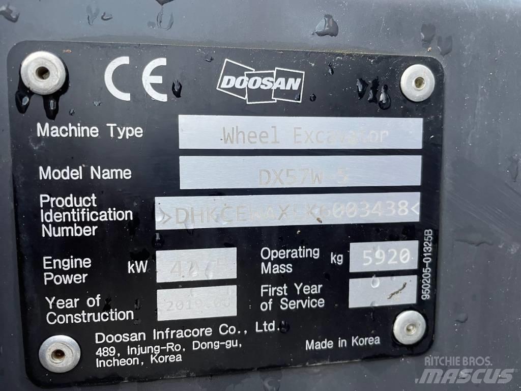 Doosan DX 57 W-5 Wheeled Excavators