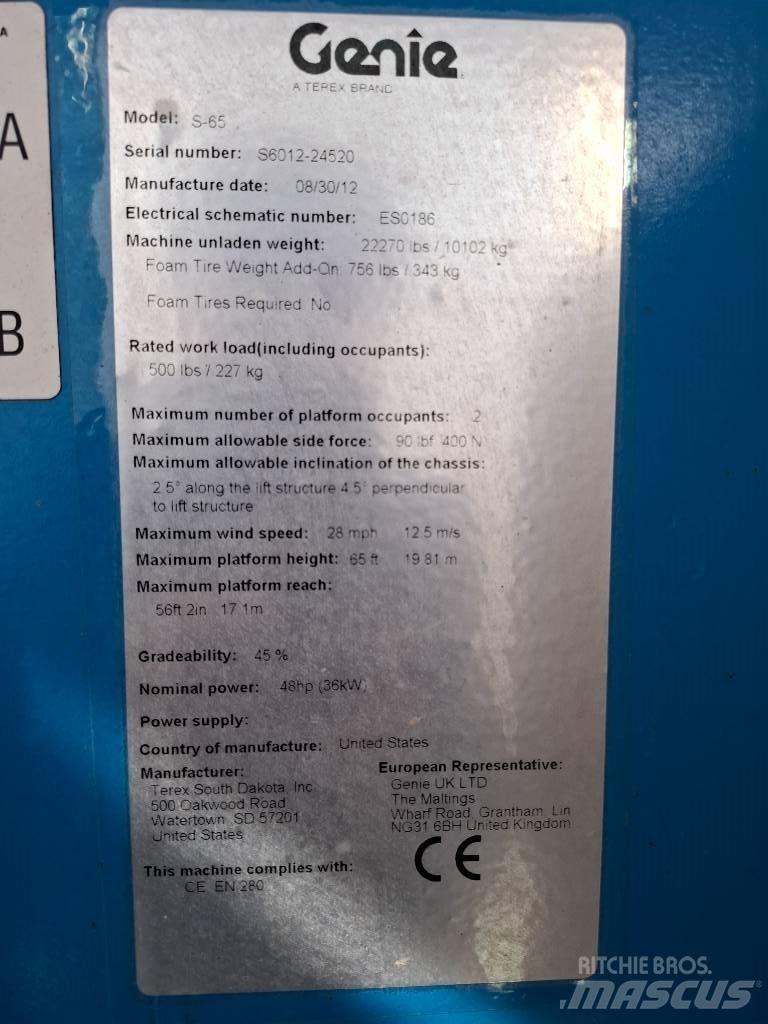 Genie S 65 Telescopic boom lifts