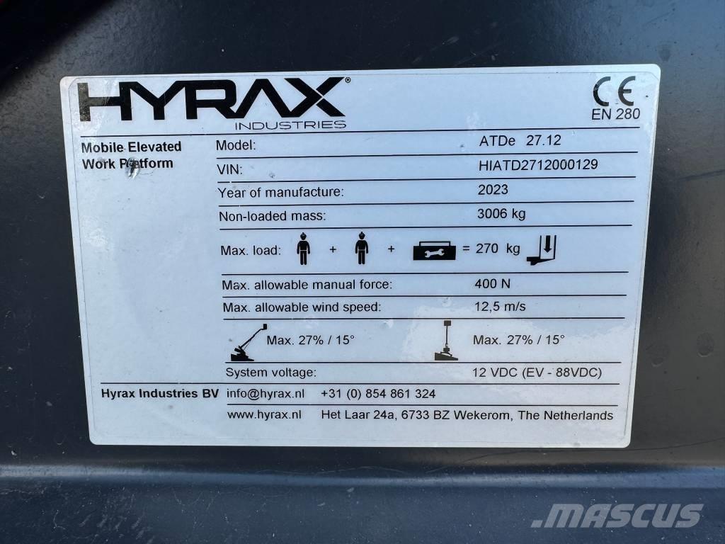 Hyrax ATDe 27.12 Telescopic boom lifts