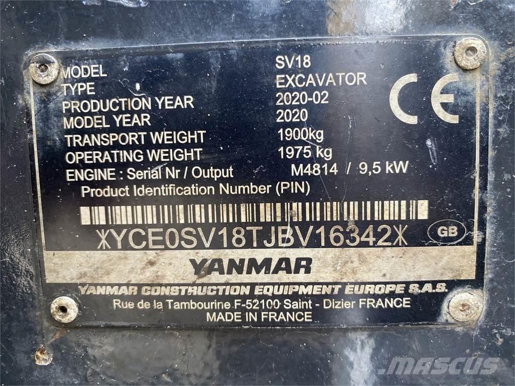 Yanmar SV18 Wheeled Excavators