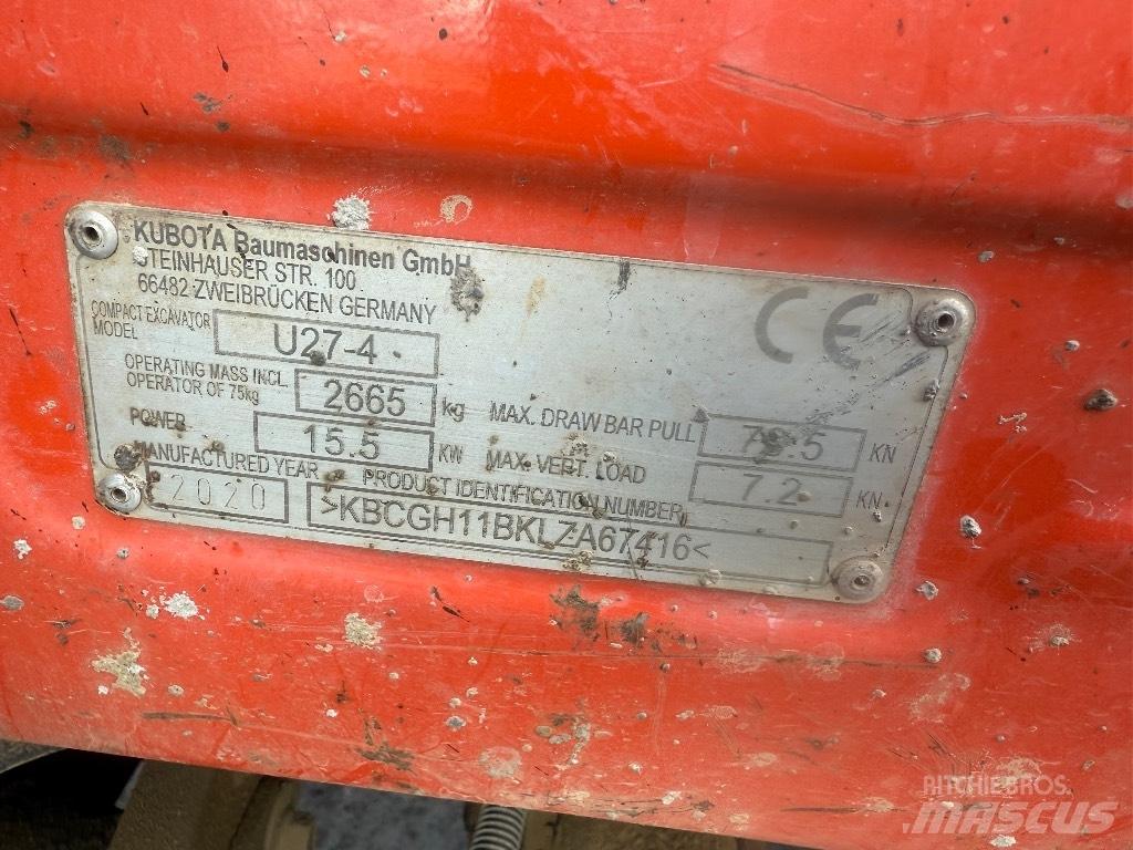 Kubota U 27-4 Mini Excavators <7t (Mini Diggers)