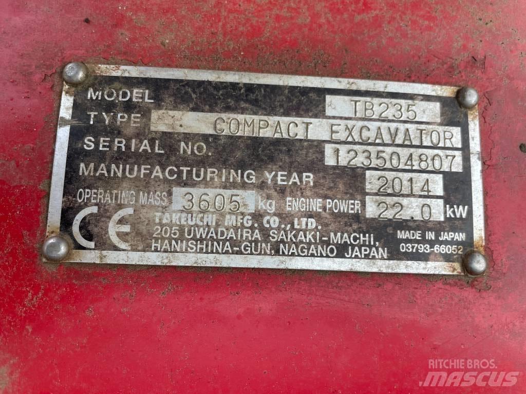 Takeuchi TB 235 Mini Excavators <7t (Mini Diggers)