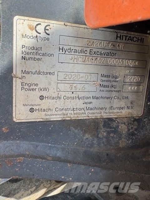 Hitachi ZX 26 U-6 CR Mini Excavators <7t (Mini Diggers)
