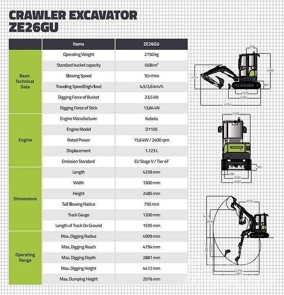 Zoomlion ZE26GU Mini Excavators <7t (Mini Diggers)