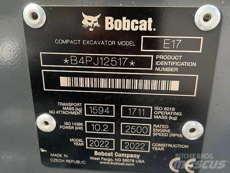 Bobcat E17 Mini Excavators <7t (Mini Diggers)