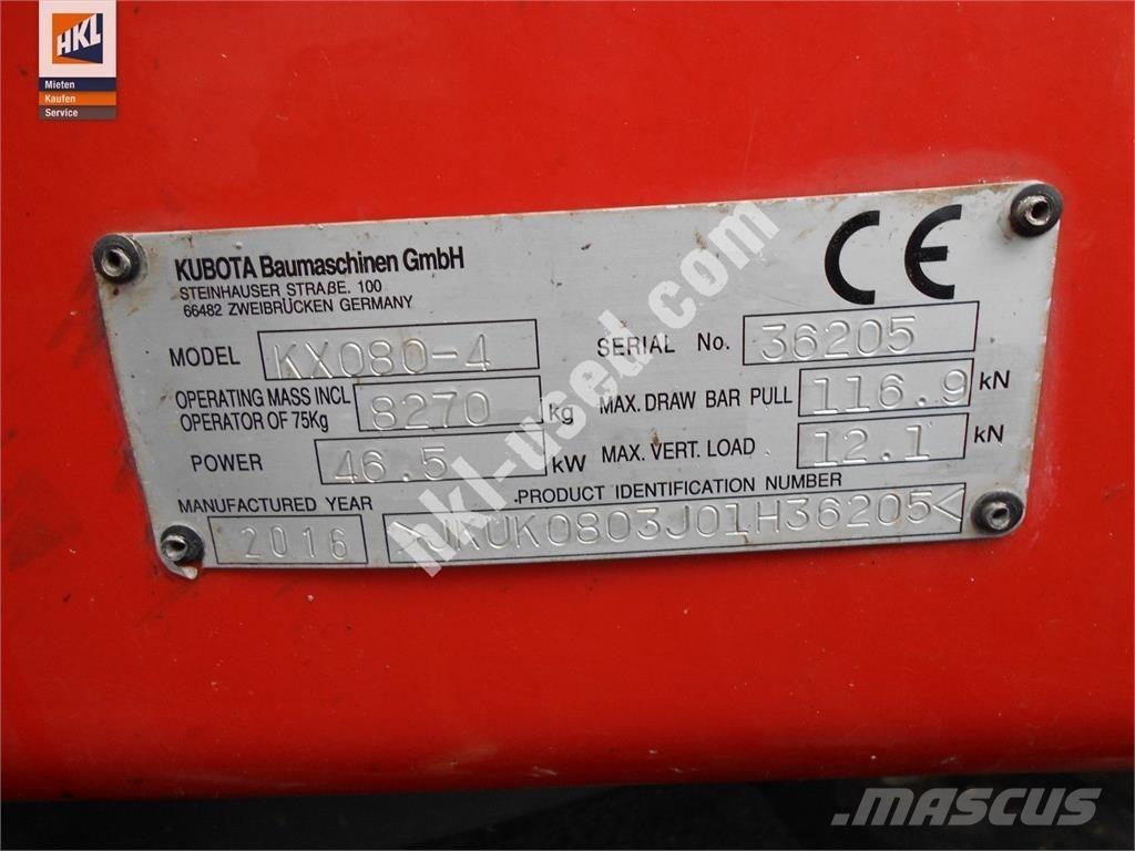 Kubota KX 080-4 Mini Excavators <7t (Mini Diggers)