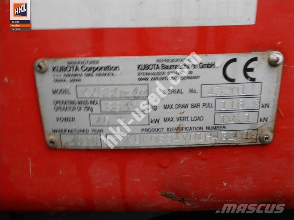 Kubota KX 080-4 Mini Excavators <7t (Mini Diggers)