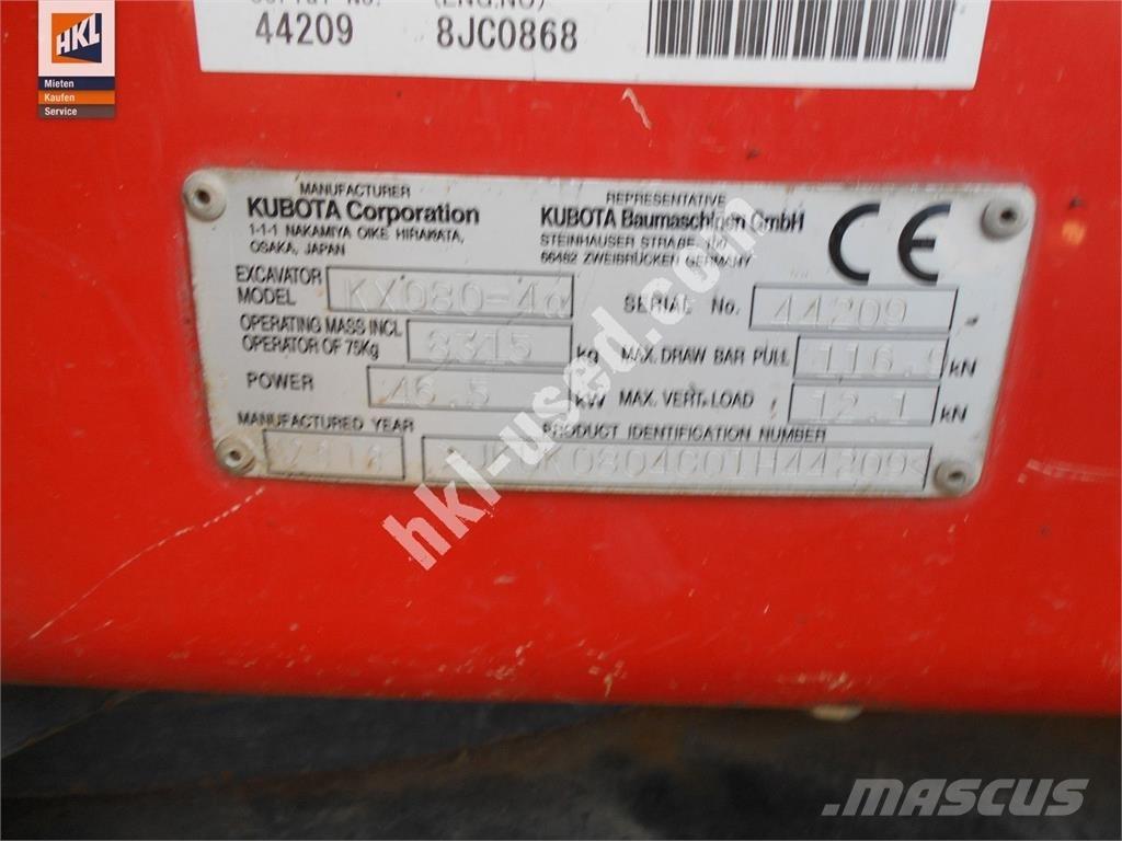 Kubota KX 080-4 Mini Excavators <7t (Mini Diggers)