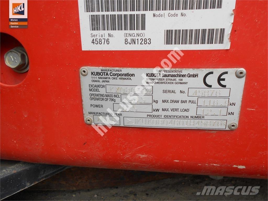 Kubota KX 080-4 Mini Excavators <7t (Mini Diggers)