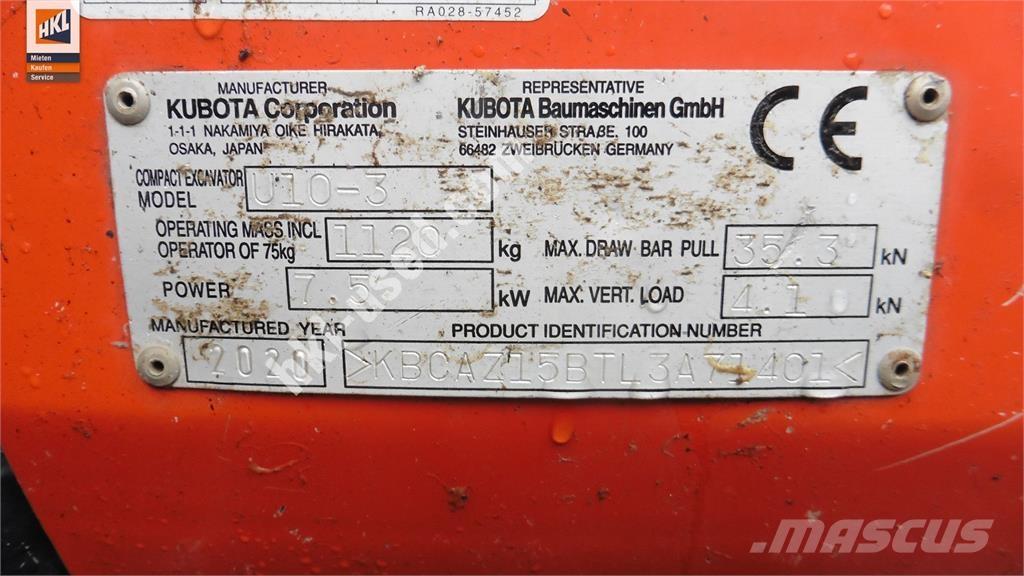 Kubota U 10-3 Mini Excavators <7t (Mini Diggers)