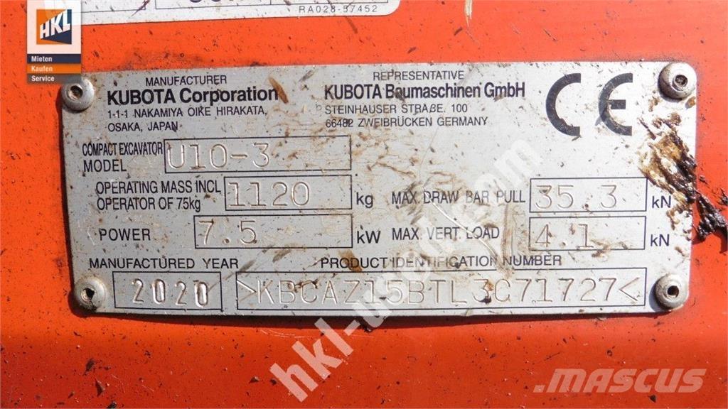 Kubota U 10-3 Mini Excavators <7t (Mini Diggers)