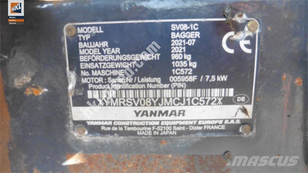 Yanmar SV 08-1C Mini Excavators <7t (Mini Diggers)
