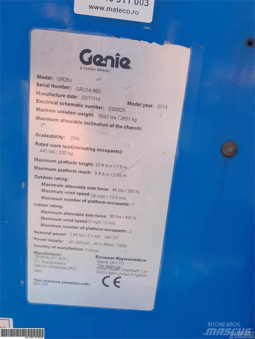 Genie GR26J Vertical mast lifts