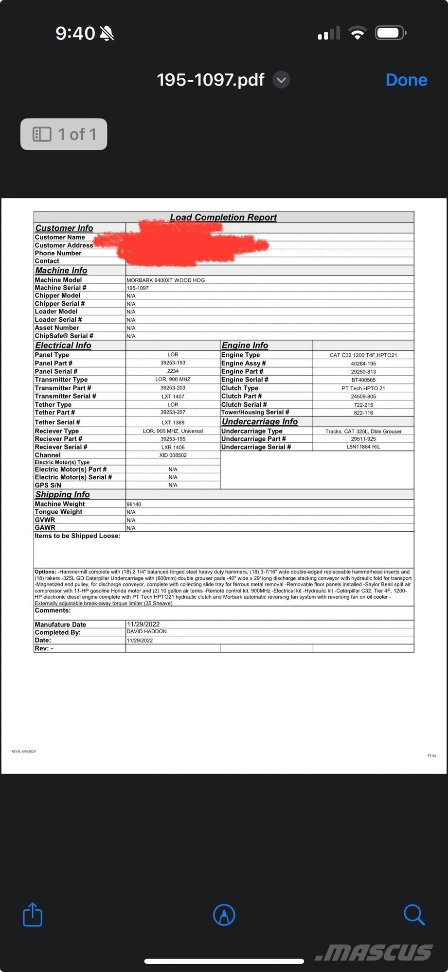 Morbark 6400XT Other