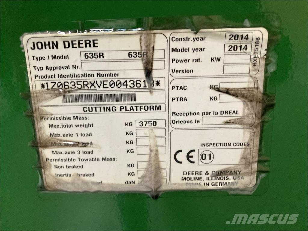 John Deere 635R Harvester Headers