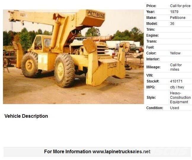 Pettibone 36 Rough Terrain Cranes