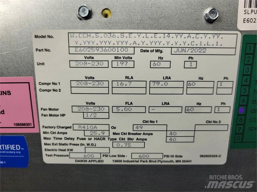  DAIKIN Enfinity 036 Used Ground Thawing Equipment
