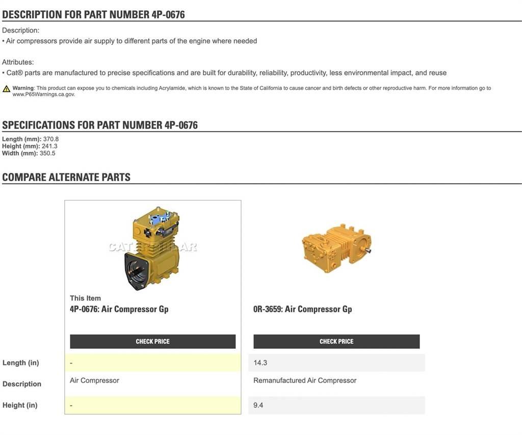 CAT 3406 Other Components