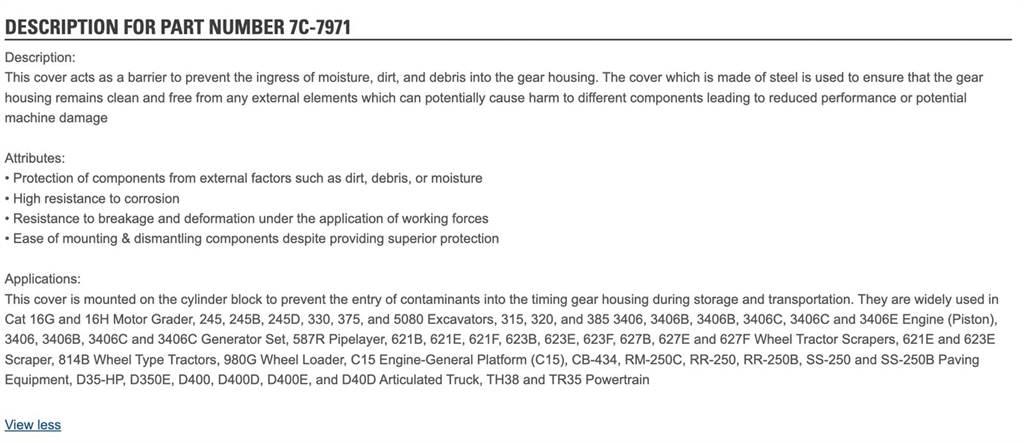 CAT 3406B Other Components