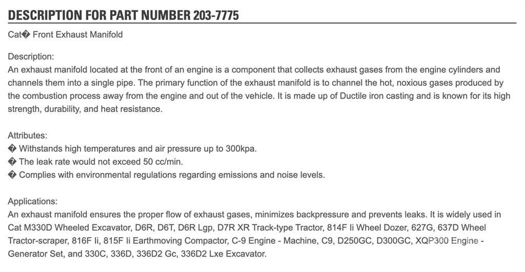CAT C9 Other Components