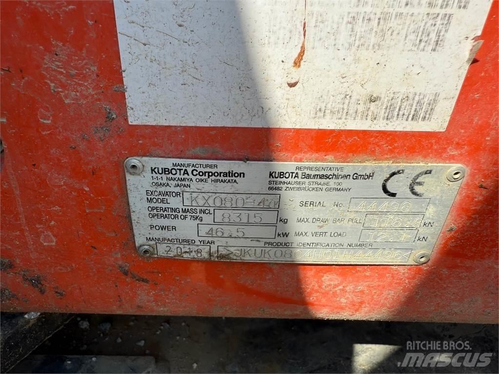 Kubota KX080-4 Mini excavators  7t - 12t