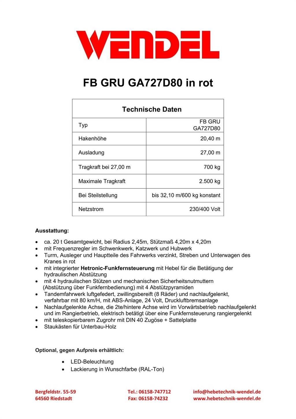 FB GRU GA727D80 Tower Cranes