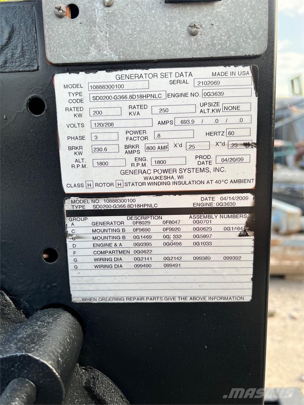 Generac SD200 Diesel Generators