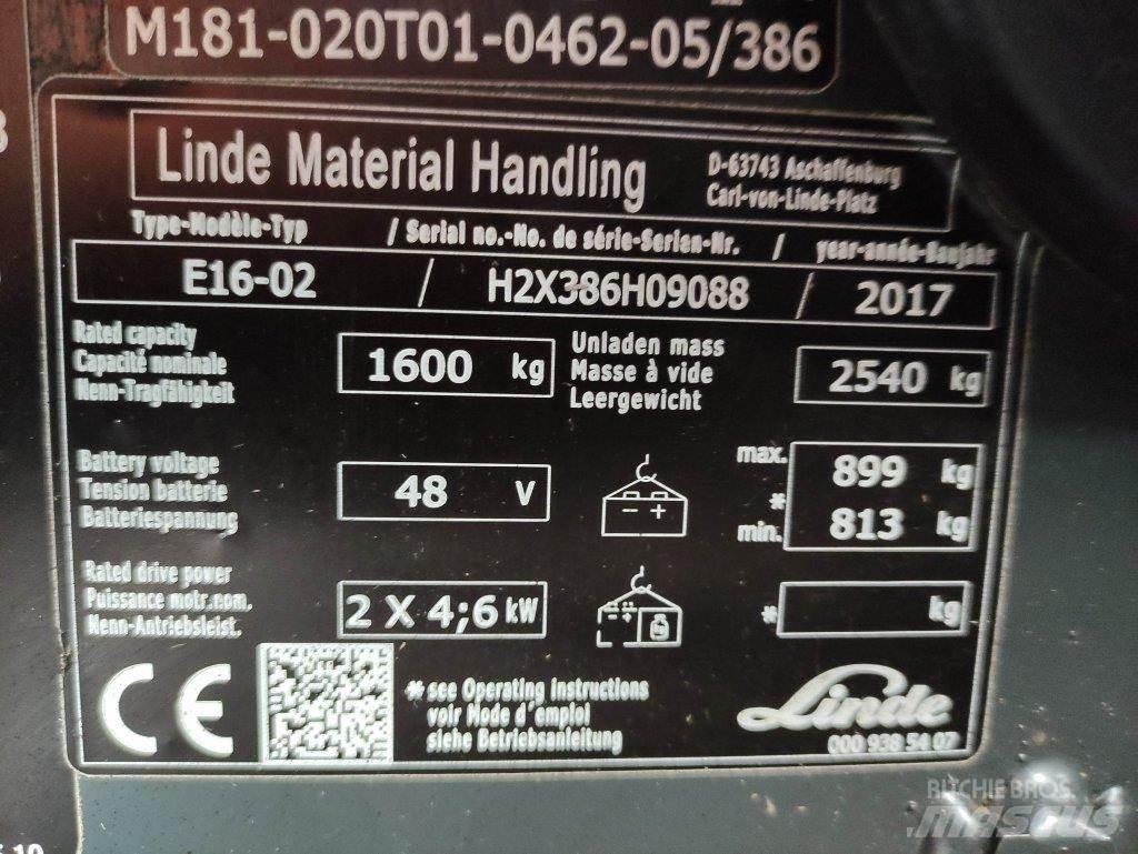 Linde E16-02-386 Electric Forklifts
