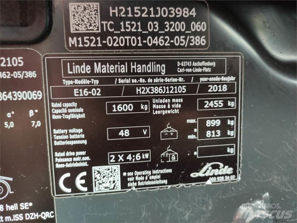Linde E16-02-386-EVO Electric Forklifts